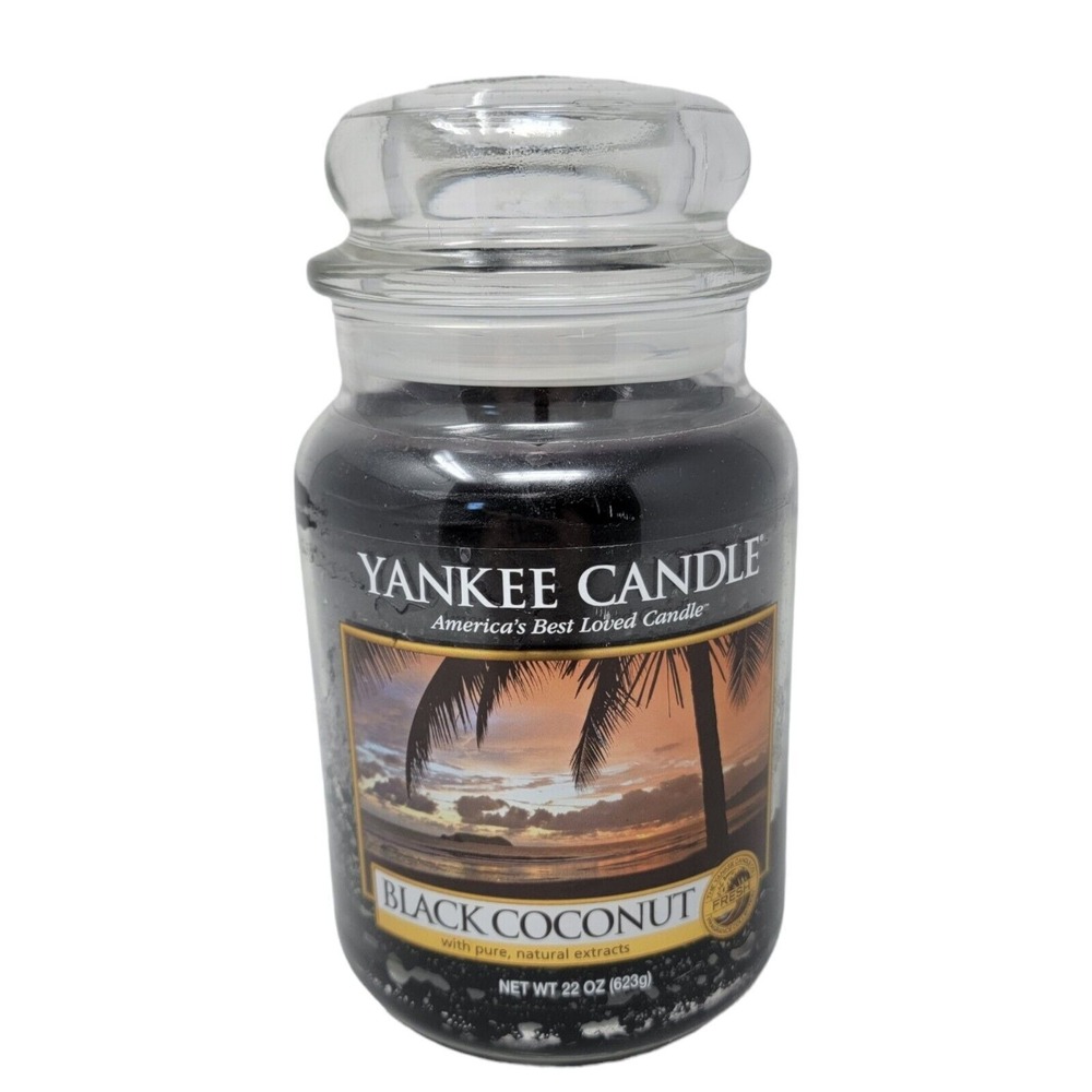 Yankee Candle Black‎ Coconut Large 22oz Glass Jar Discontinued Vtg Jar